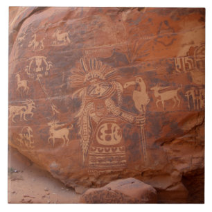 Southwest Native American Petroglyh  Ceramic Tile