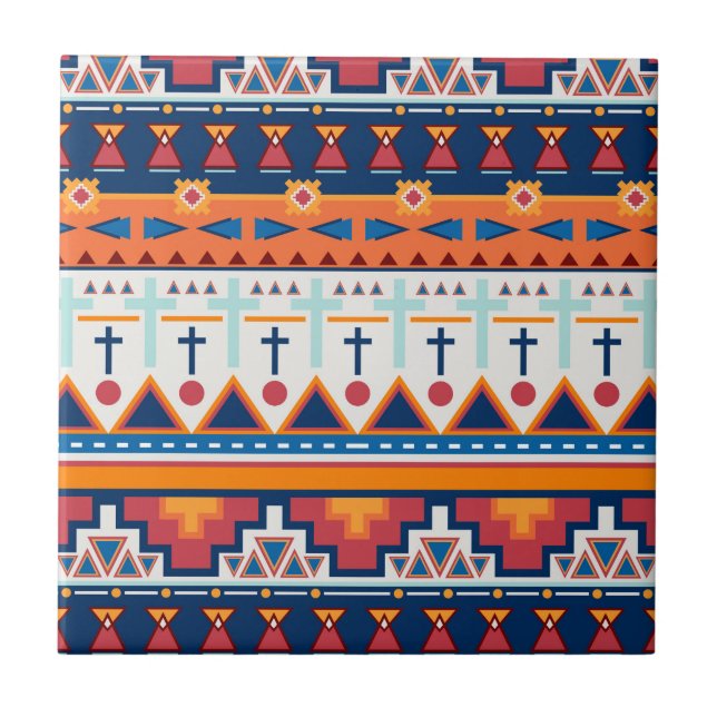 Southwest Native Pattern Ceramic Tile (Front)