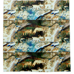 southwest native rock art shower curtain