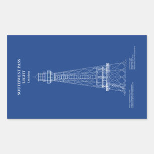 Southwest Pass Lighthouse - Louisiana – AD Rectangular Sticker