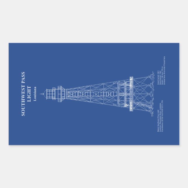 Southwest Pass Lighthouse - Louisiana – AD Rectangular Sticker (Front)