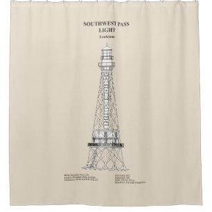 Southwest Pass Lighthouse - Louisiana - SBD Shower Curtain
