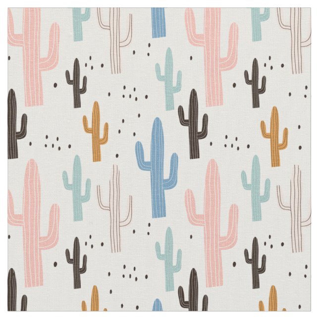 Southwest Pastel Colours Cactus Fabric (Close Up)