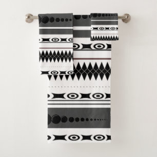 Southwest Pattern Black, White, Grey Bath Towel Set