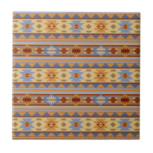 Southwest Pattern Design Rust Grey Gold Ceramic Tile