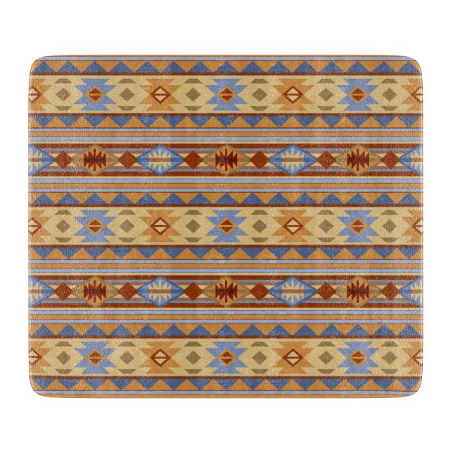 Southwest Pattern Design Rust Grey Gold Cutting Board (Front)
