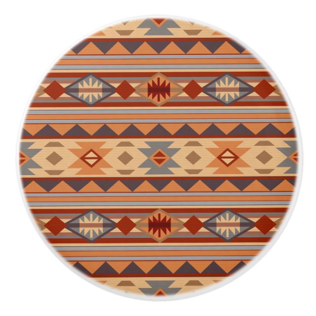 Southwest Pattern Design Tan Ceramic Knob (Front)