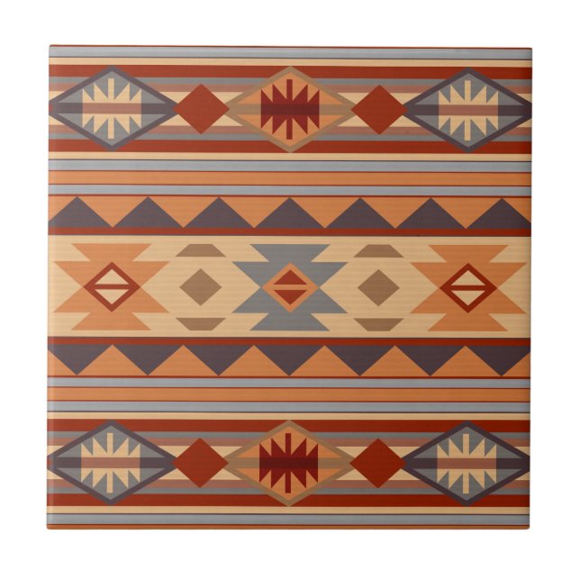 Southwest Pattern Design Tan Ceramic Tile (Front)
