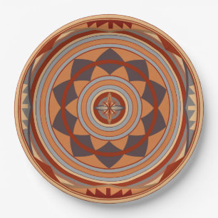 Southwest Pattern Design Tan Paper Plate