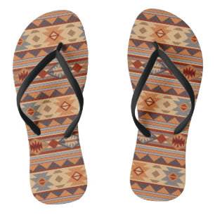Southwest Pattern Design Tan Thongs