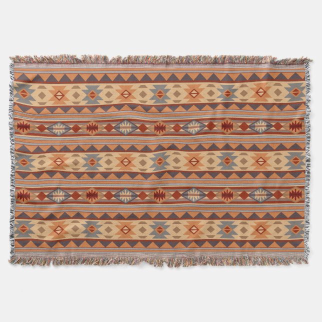 Southwest Pattern Design Tan Throw Blanket (Front)