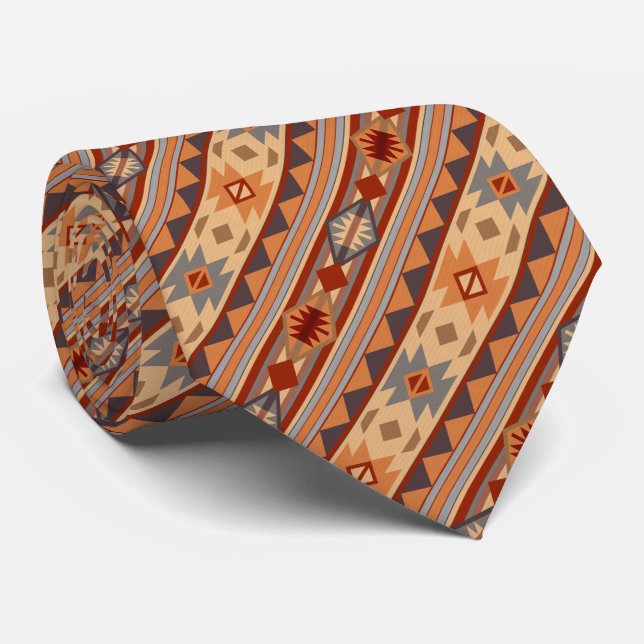 Southwest Pattern Design Tan Tie (Rolled)