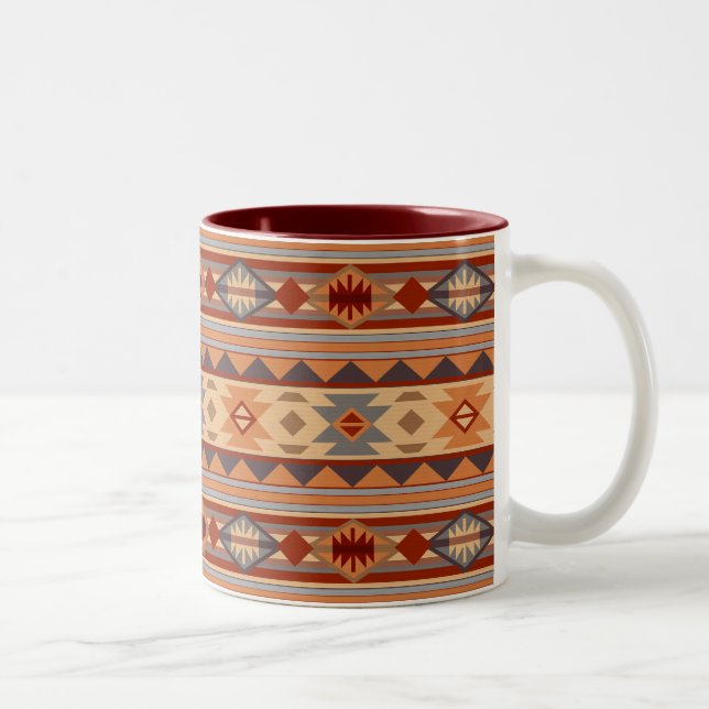 Southwest Pattern Design Tan Two-Tone Coffee Mug (Right)