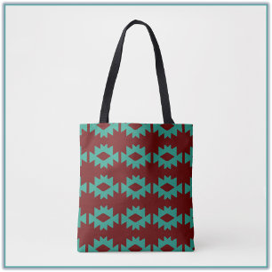 Southwest Pattern Turquoise Tote Bag
