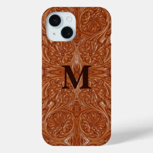 southwest pattern western country tooled leather iPhone 15 case