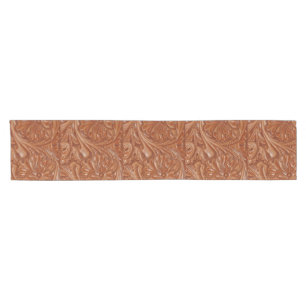 southwest pattern western country tooled leather short table runner
