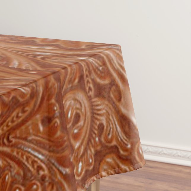 southwest pattern western country tooled leather tablecloth (In Situ)