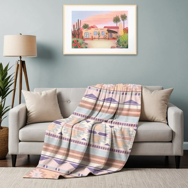 Southwest Peach Tribal Pattern Fleece Blanket (Creator Uploaded)