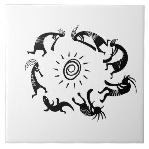 Southwest Petroglyh Kokopelli Native Ceramic Tile