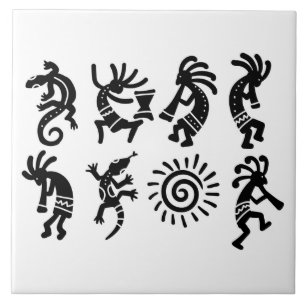 Southwest Petroglyh Kokopelli Pattern Kitchen Ceramic Tile