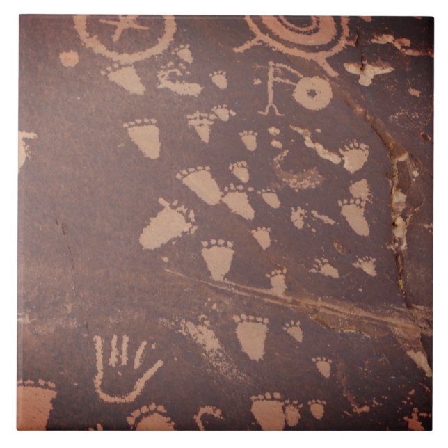Southwest Petroglyph Native American Footprint ST Ceramic Tile (Front)