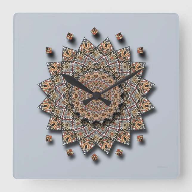 Southwest Pottery Art Mandala Wall Clock (Front)