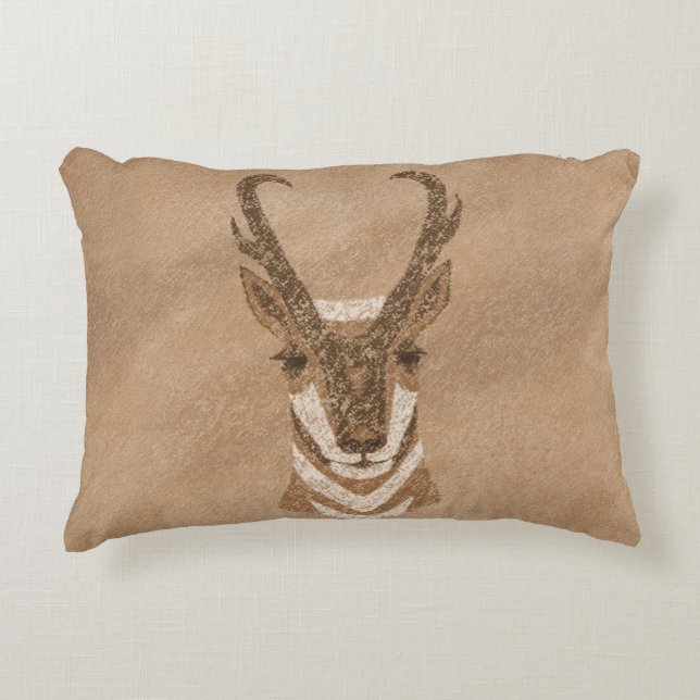 Southwest Pronghorn Antelope Face  Decorative Cushion (Front)