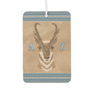 Southwest Pronghorn Antelope Head Custom Initials Car Air Freshener
