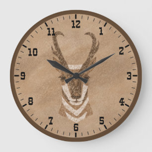 Southwest Pronghorn Antelope Head Old West Large Clock