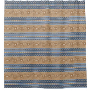 Southwest Pronghorn Antelopes Blue & Tan Pattern Shower Curtain