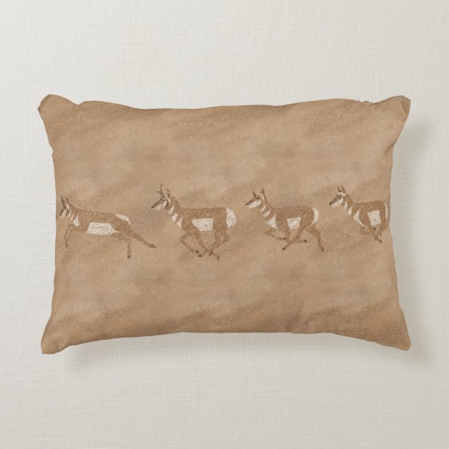 Southwest Pronghorn Petroglyph Decorative Cushion (Front)