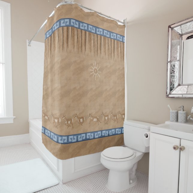 Southwest Pronghorn Rock Art Design Shower Curtain (In Situ)