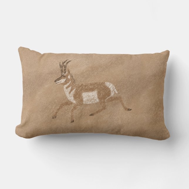 Southwest Pronghorn Running Antelope Lumbar Cushion (Front)