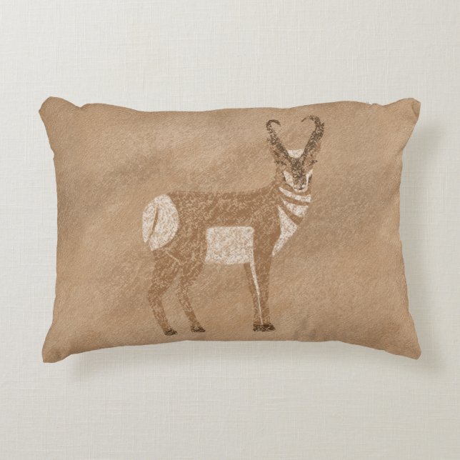 Southwest Pronghorn Standing Antelope Decorative Cushion (Front)