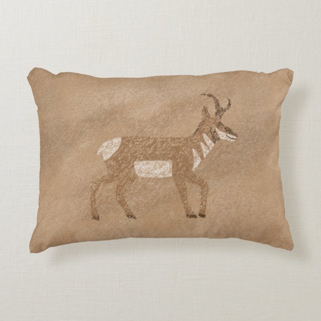 Southwest Pronghorn Walking Antelope Decorative Cushion (Front)