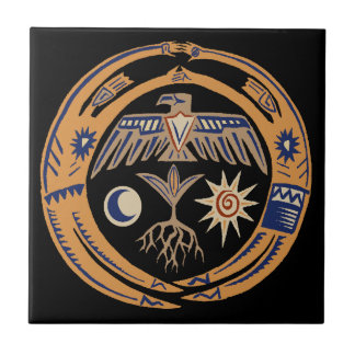 Southwest Rain Dance Spirits Ceramic Tile