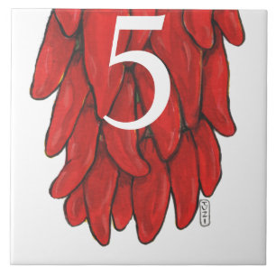 Southwest Red Chile Chilli Ristra Small Bottom # Ceramic Tile