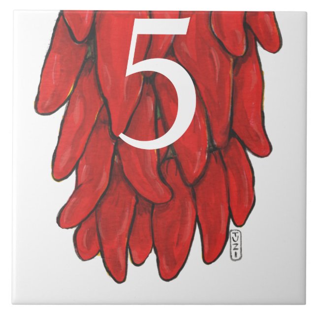 Southwest Red Chile Chilli Ristra Small Bottom # Ceramic Tile (Front)