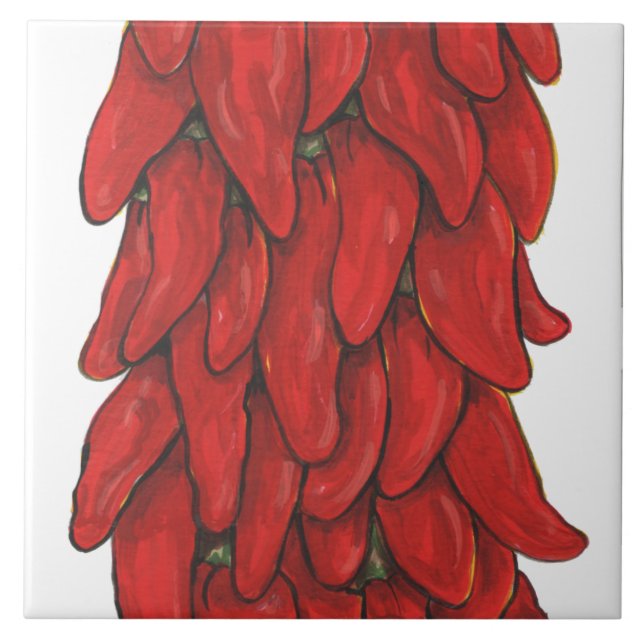Southwest Red Chilli Pepper Ristra Middle Tile No  (Front)
