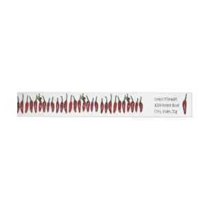 Southwest Red Hot Chilli Peppers Custom Wrap Around Label