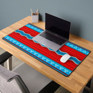 Southwest River Canyon Geometric Red Turquoise Desk Mat