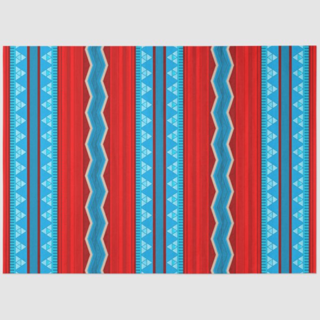 Southwest River Canyon Geometric Red Turquoise Tissue Paper (Front)