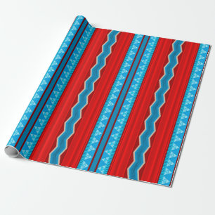 Southwest River Canyon Geometric Red Turquoise Wrapping Paper