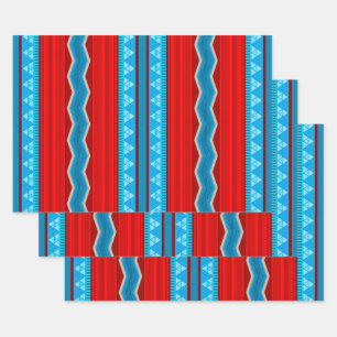 Southwest River Canyon Geometric Red Turquoise Wrapping Paper Sheet