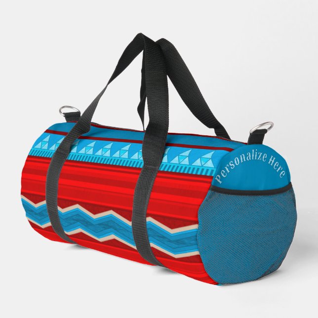 Southwest River Red Turquoise Sm Personalised Duffle Bag (Right Corner)