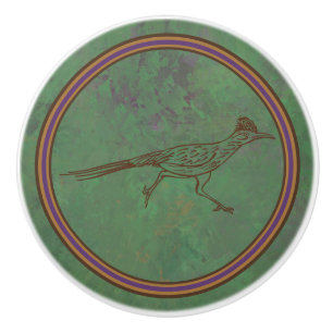 Southwest Roadrunner Sagebrush Green Ceramic Knob
