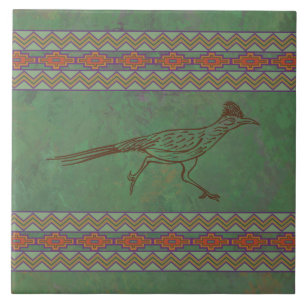 Southwest Roadrunner Sagebrush Green Ceramic Tile