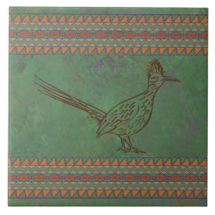 Southwest Roadrunner Sagebrush Green Ceramic Tile