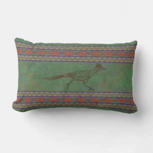 Southwest Roadrunner Sagebrush Green Lumbar Pillow