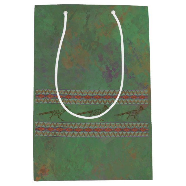 Southwest Roadrunner Sagebrush Green Medium Gift Bag (Front)